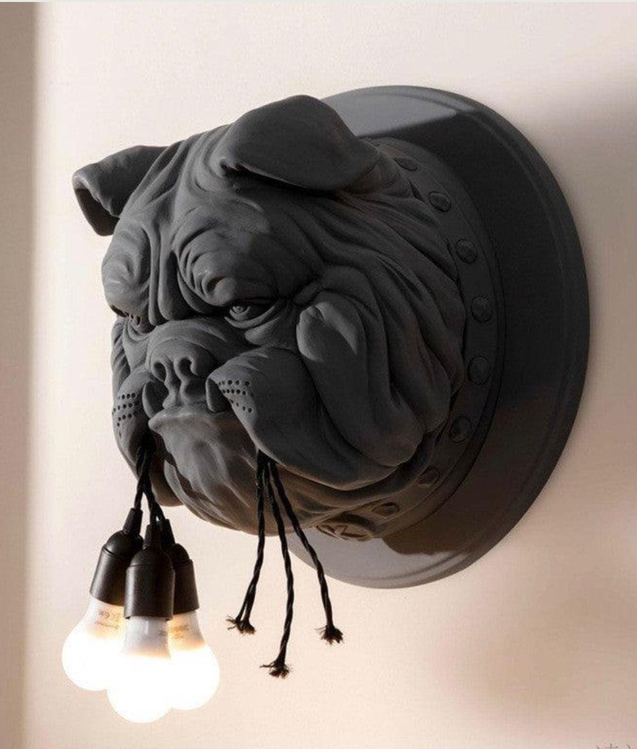 French Bull Dog Wall Sculpture Lamp